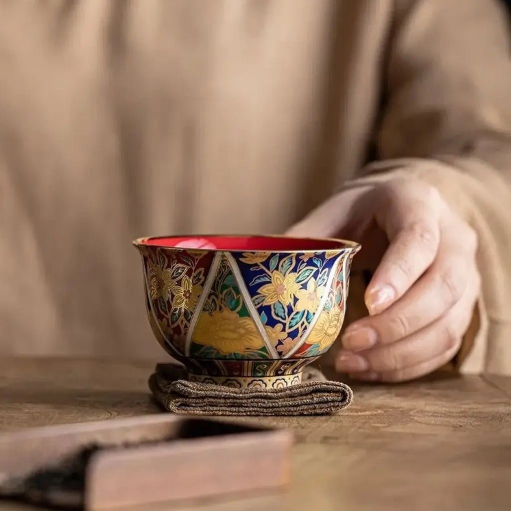 Elegant Porcelain Tea Cup with Enamel Finish