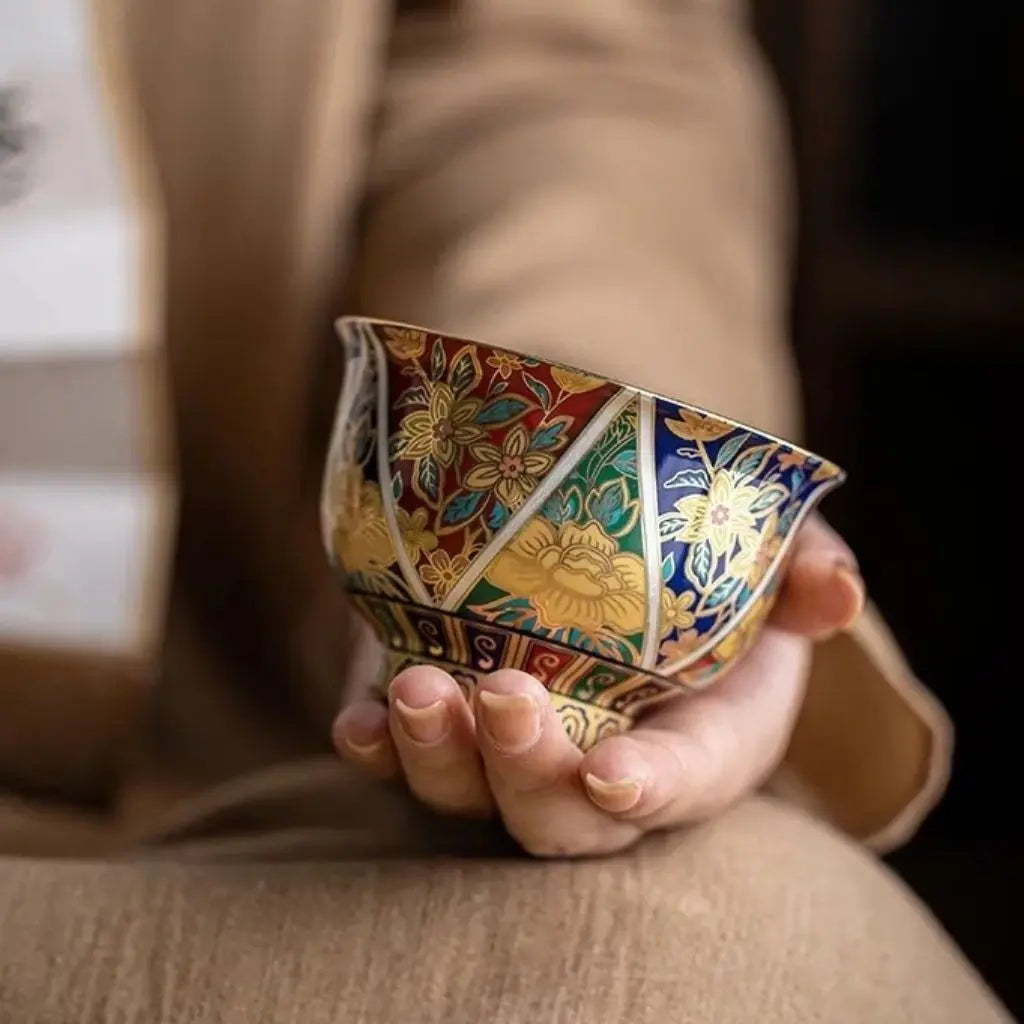 Elegant Porcelain Tea Cup with Enamel Finish