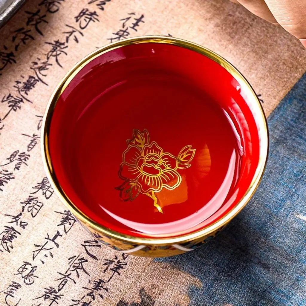Elegant Porcelain Tea Cup with Enamel Finish