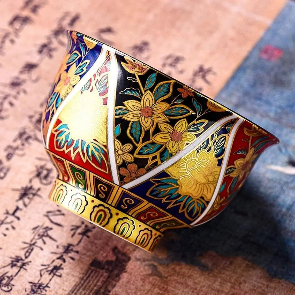 Elegant Porcelain Tea Cup with Enamel Finish