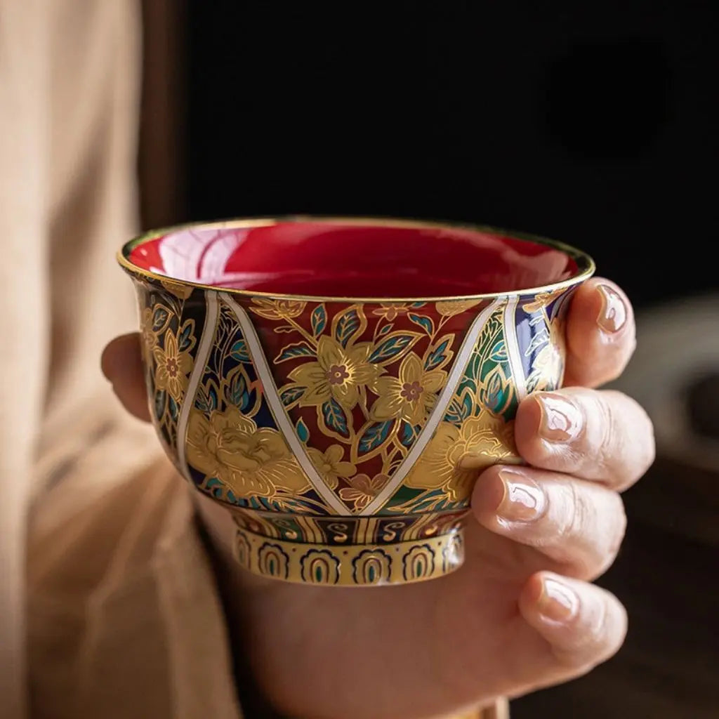 Elegant Porcelain Tea Cup with Enamel Finish