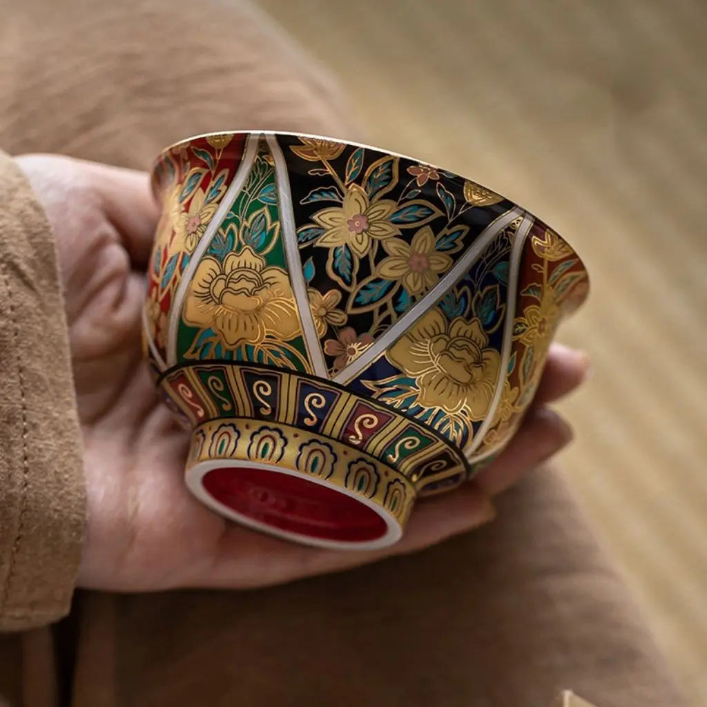 Elegant Porcelain Tea Cup with Enamel Finish