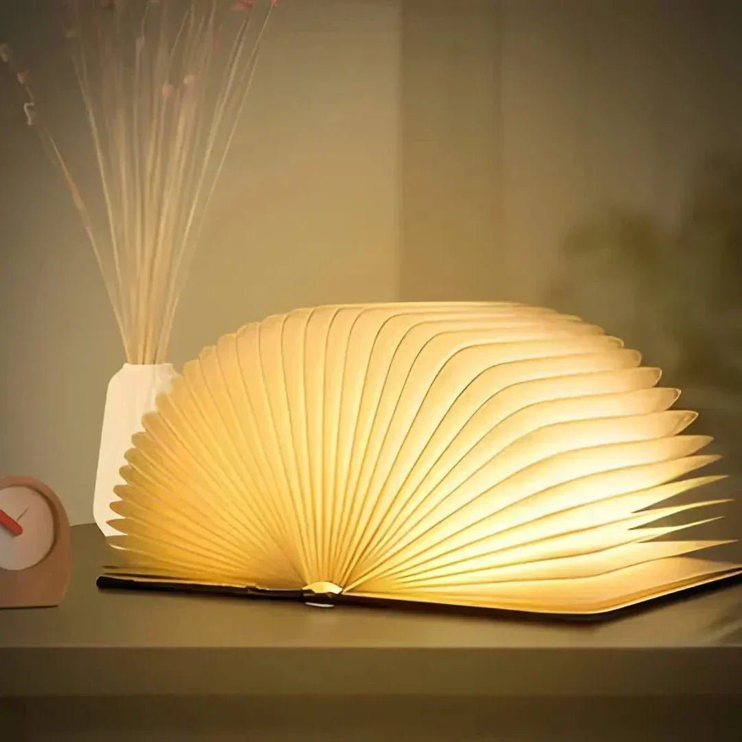 Warm Ambient Light LED Table Lamp – Folding Book Design