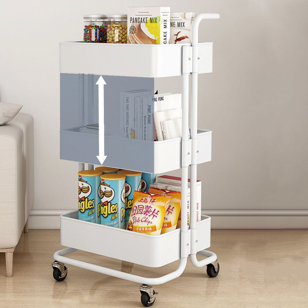 3-Tier Rolling Cart End Table in Carbon Steel for Living Room Storage