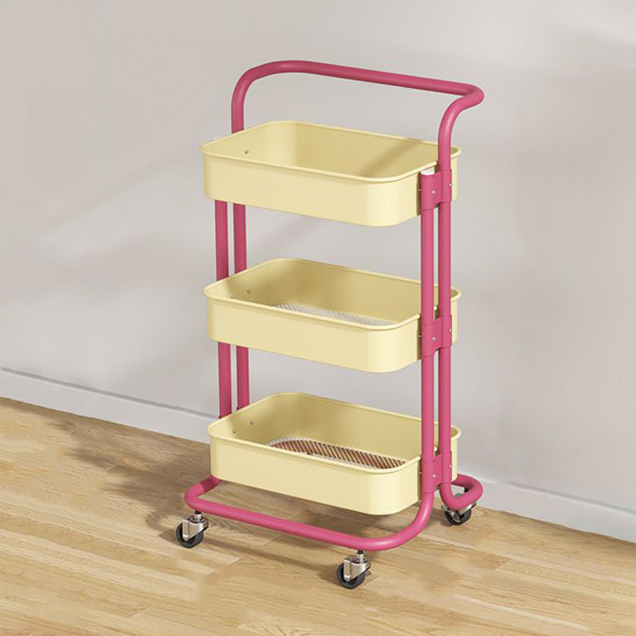 3-Tier Rolling Cart End Table in Carbon Steel for Living Room Storage