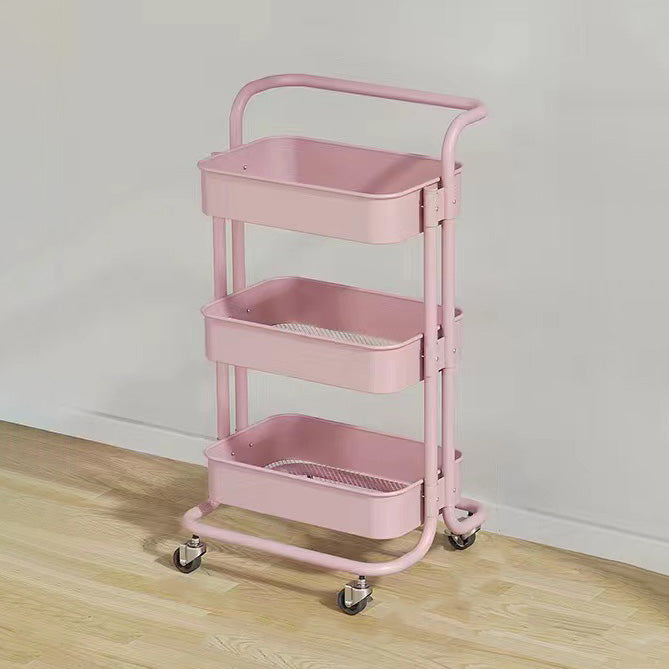 3-Tier Rolling Cart End Table in Carbon Steel for Living Room Storage