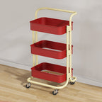 3-Tier Rolling Cart End Table in Carbon Steel for Living Room Storage