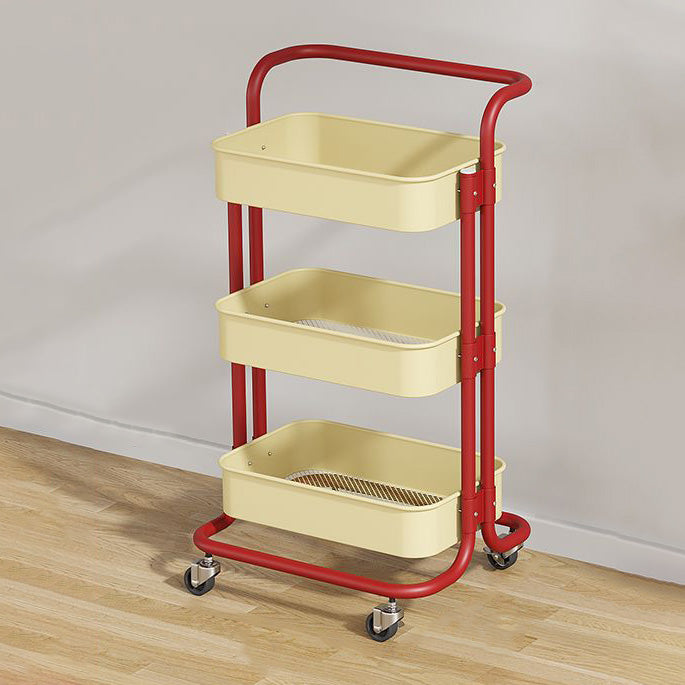 3-Tier Rolling Cart End Table in Carbon Steel for Living Room Storage