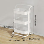 3-Tier Rolling Cart End Table in Carbon Steel for Living Room Storage