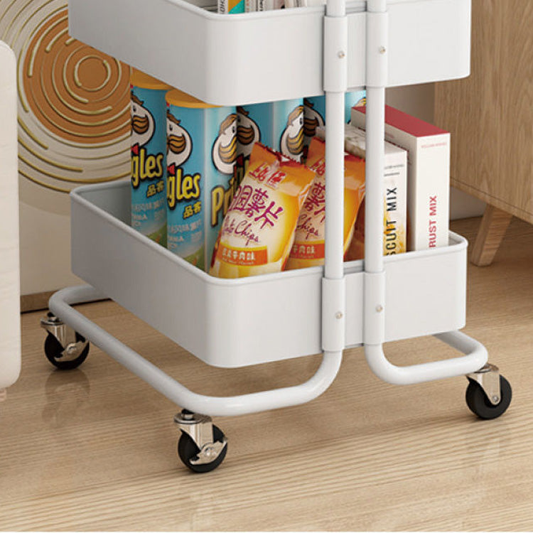 3-Tier Rolling Cart End Table in Carbon Steel for Living Room Storage
