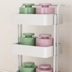 3-Tier Rolling Cart End Table in Carbon Steel for Living Room Storage
