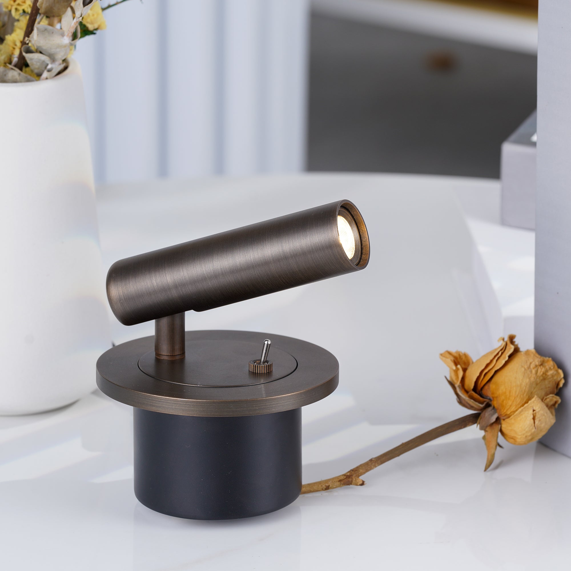 Cylindrical Head Metal Wall Lamp for Reading - Adjustable Design