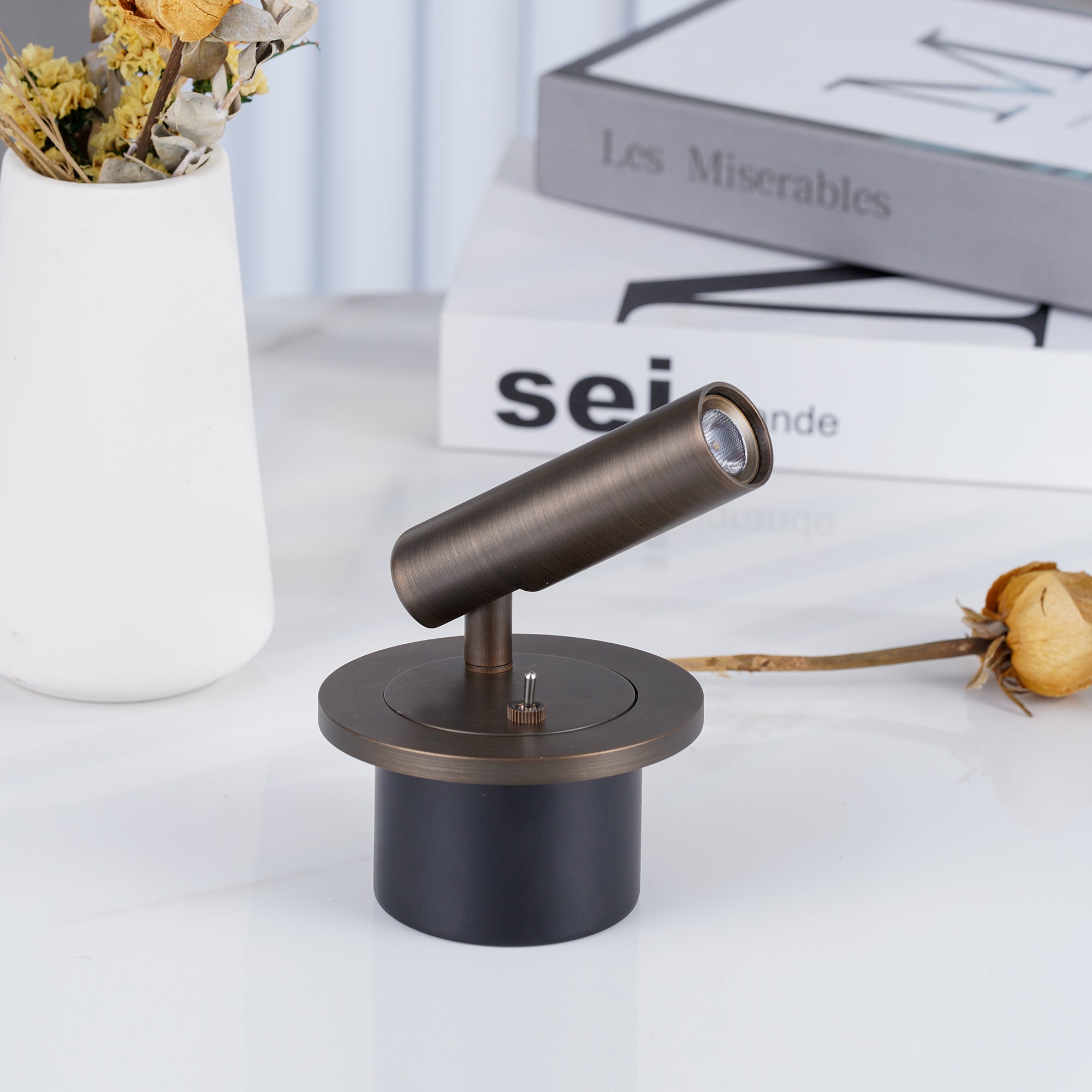 Cylindrical Head Metal Wall Lamp for Reading - Adjustable Design