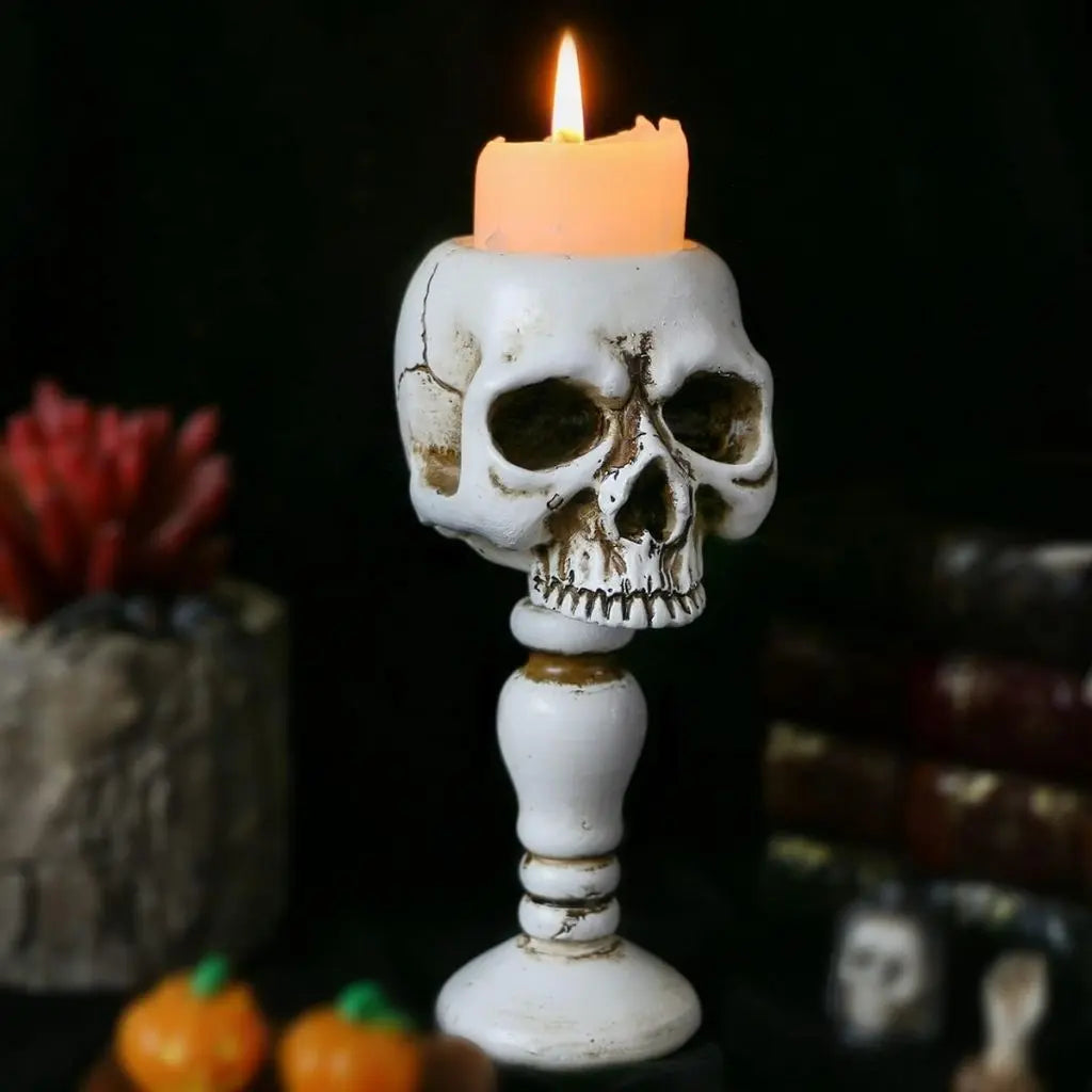 Gothic Elegance Skull Candle Stand