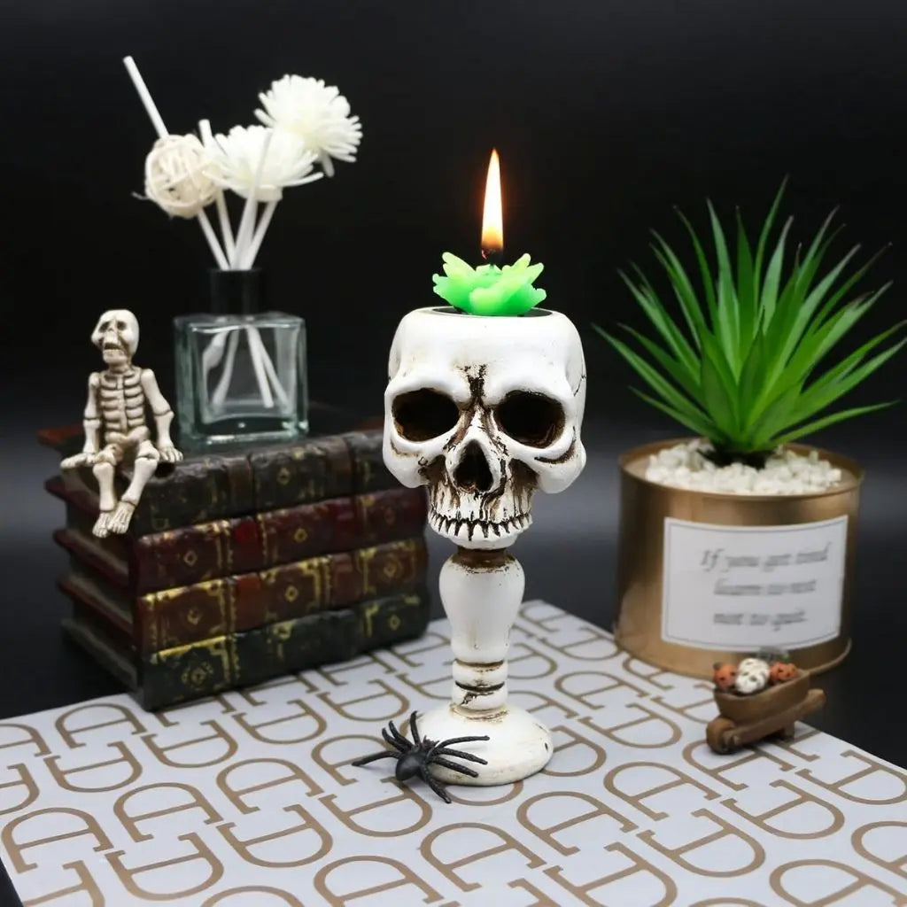 Gothic Elegance Skull Candle Stand