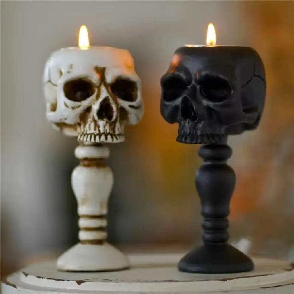 Gothic Elegance Skull Candle Stand