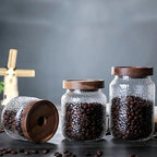 Rustic Charm Glass Storage Canister with Acacia Lid