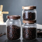 Rustic Charm Glass Storage Canister with Acacia Lid