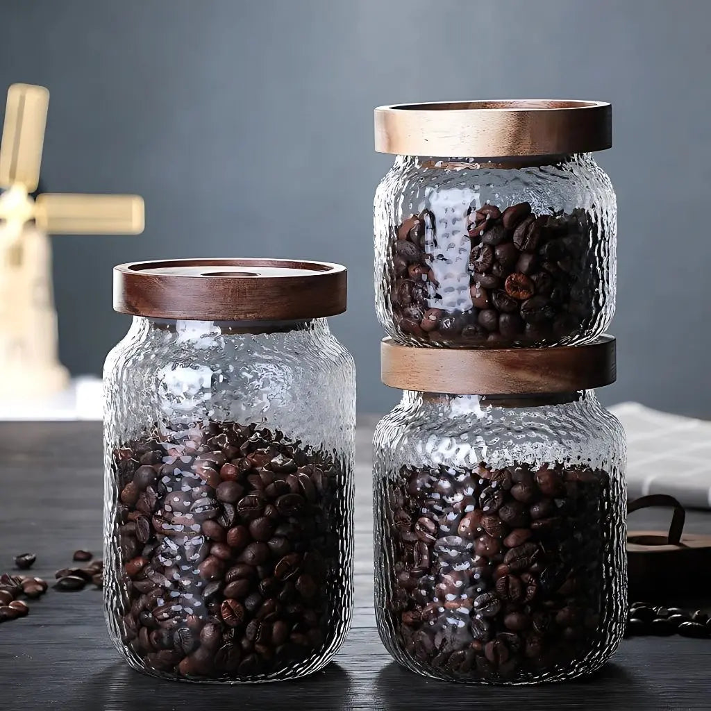 Rustic Charm Glass Storage Canister with Acacia Lid