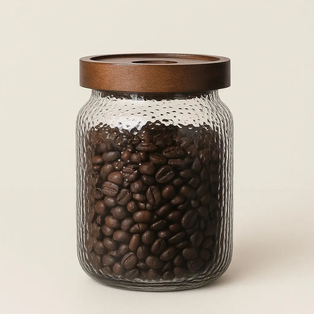 Rustic Charm Glass Storage Canister with Acacia Lid