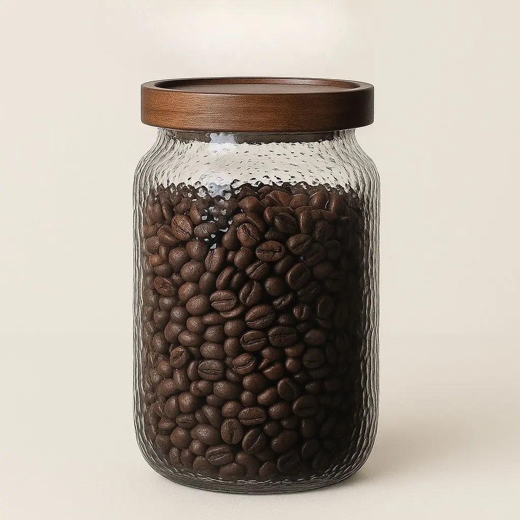 Rustic Charm Glass Storage Canister with Acacia Lid