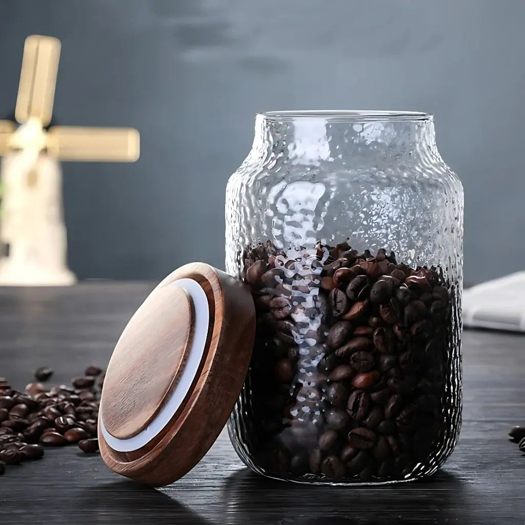 Rustic Charm Glass Storage Canister with Acacia Lid