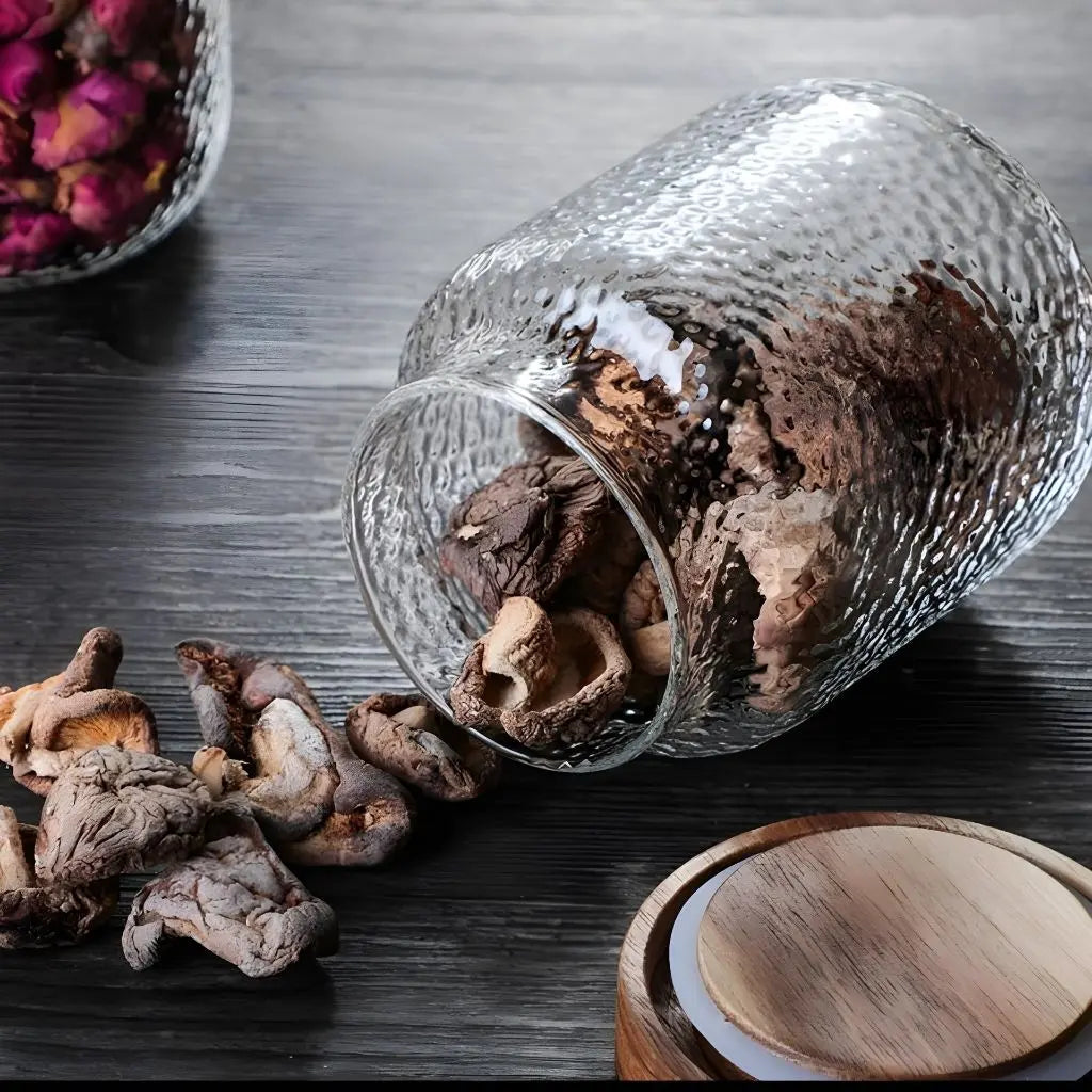Rustic Charm Glass Storage Canister with Acacia Lid