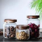 Rustic Charm Glass Storage Canister with Acacia Lid