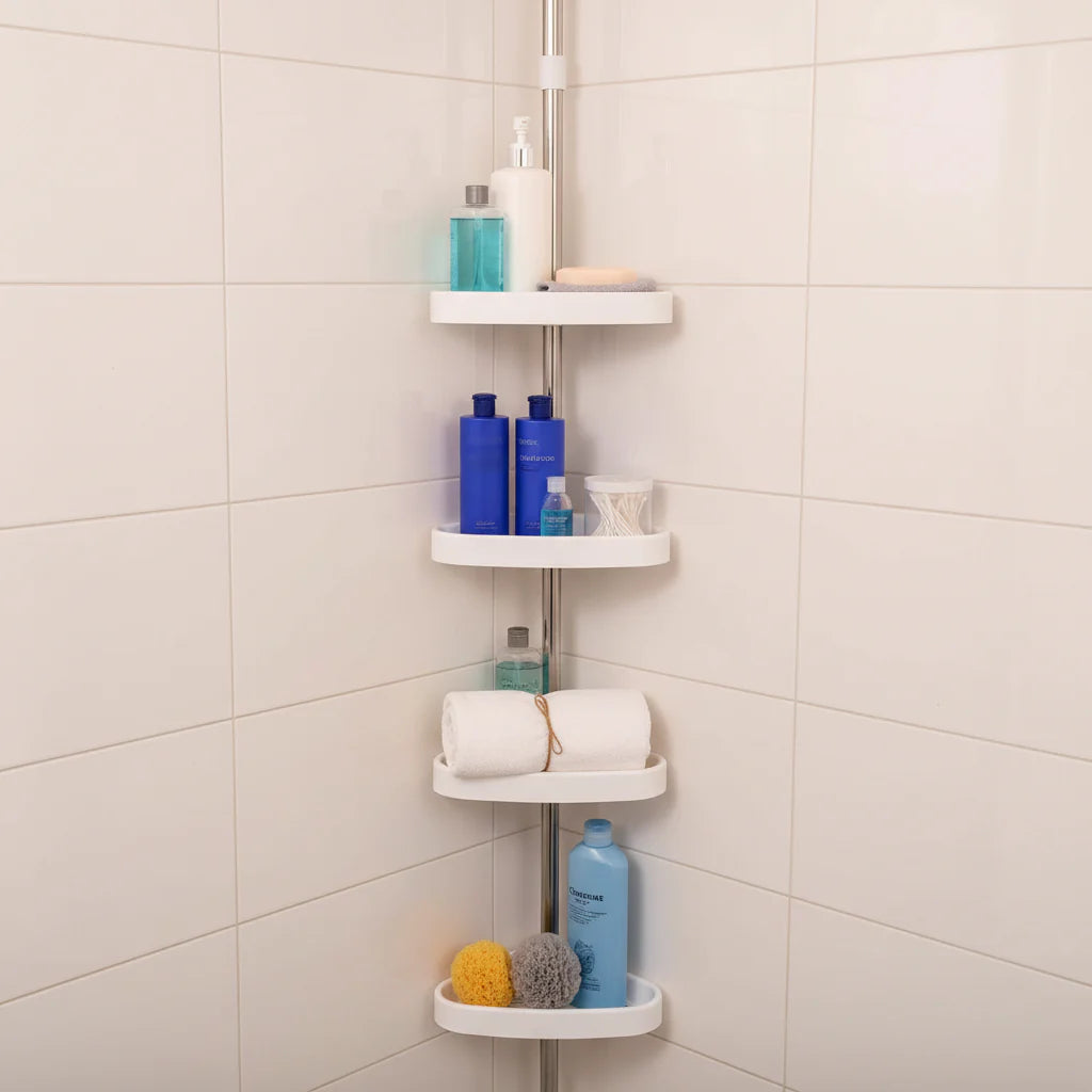 Adjustable Corner Shower Storage Rack with Tension Pole