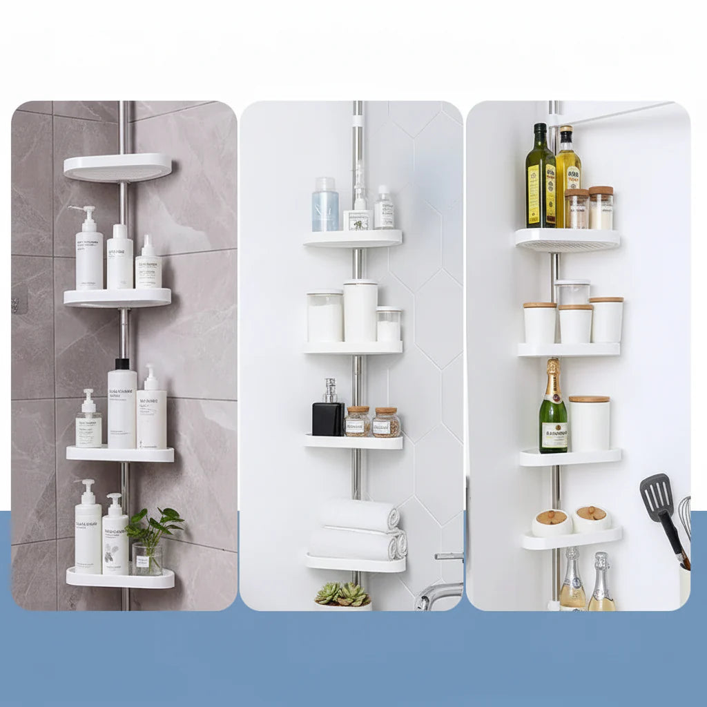 Adjustable Corner Shower Storage Rack with Tension Pole