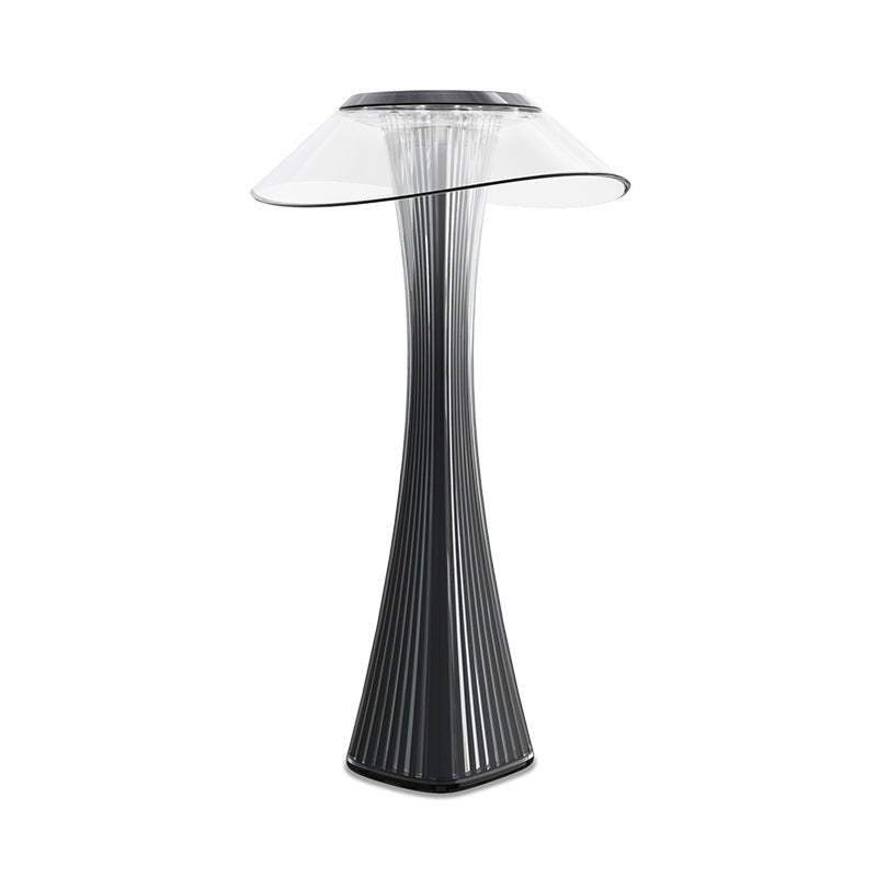 Table Lamp with Clear Disc Shade and Fluted Glass Design