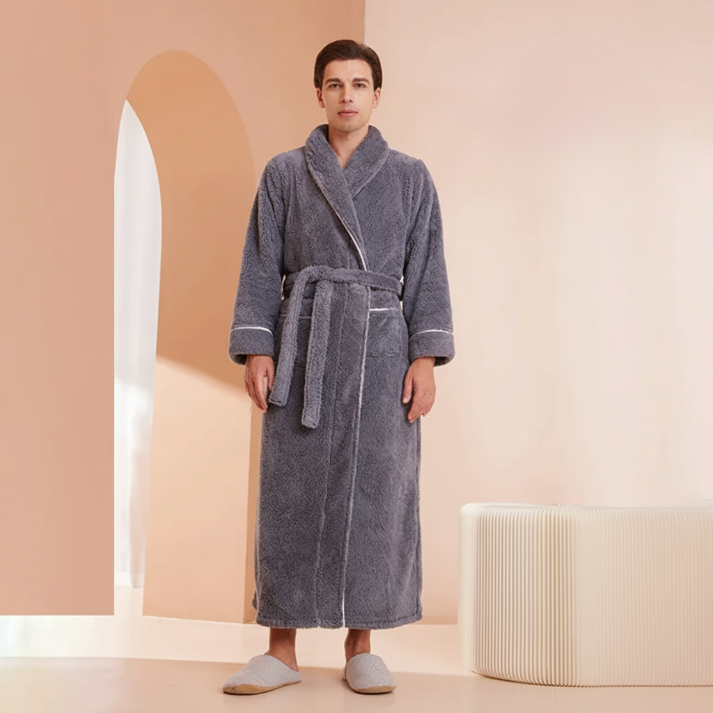 Long Sleeve Warm Lounge Robe for Winter
