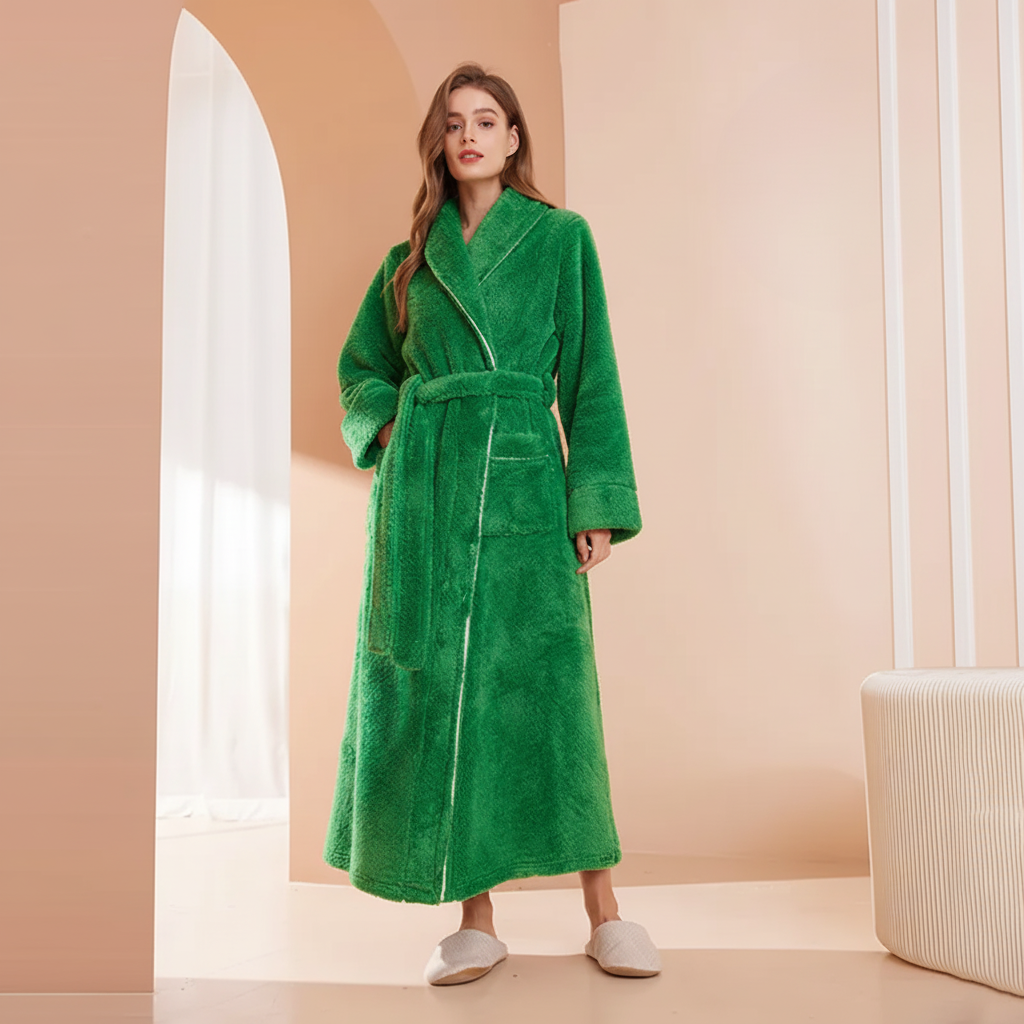 Long Sleeve Warm Lounge Robe for Winter
