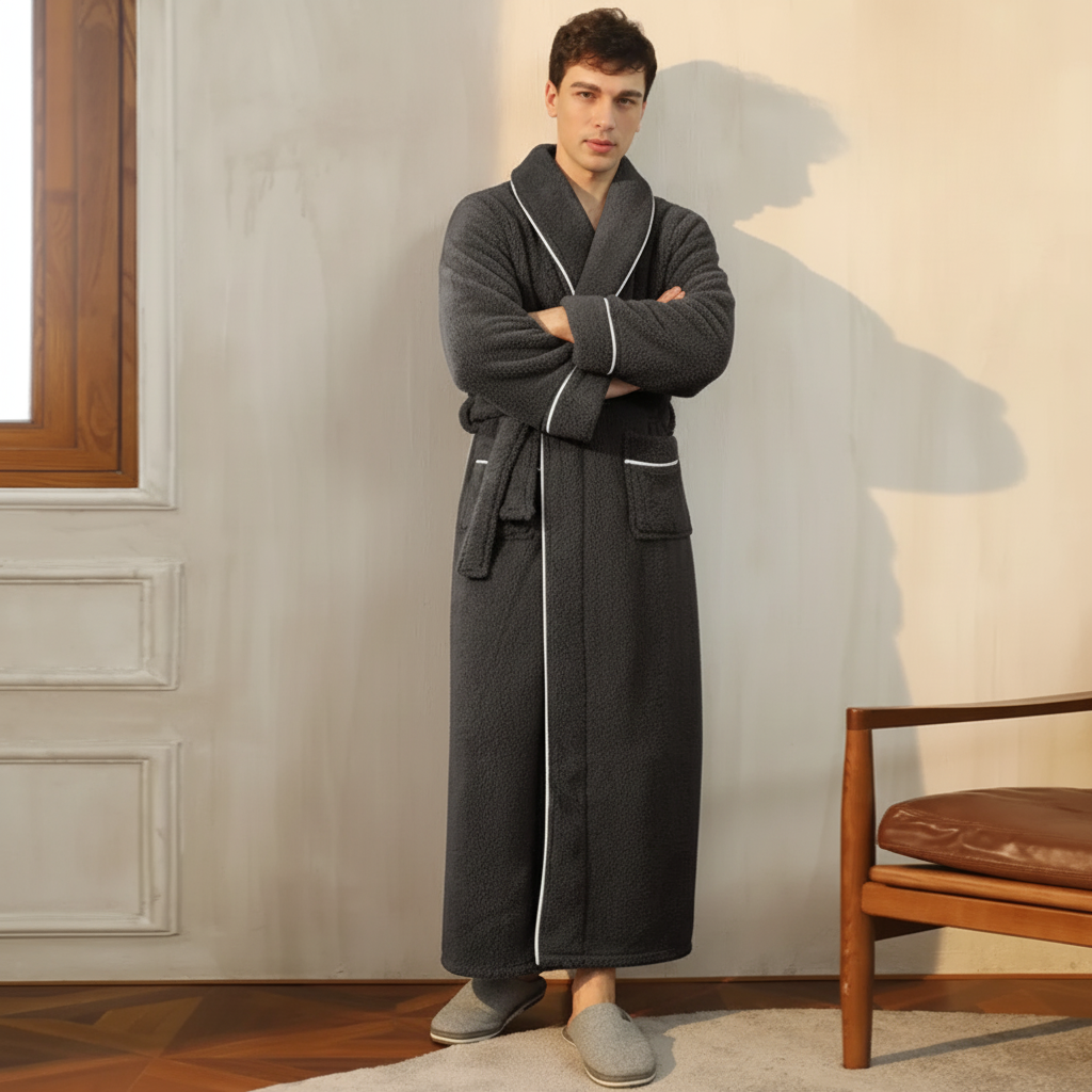 Long Sleeve Warm Lounge Robe for Winter