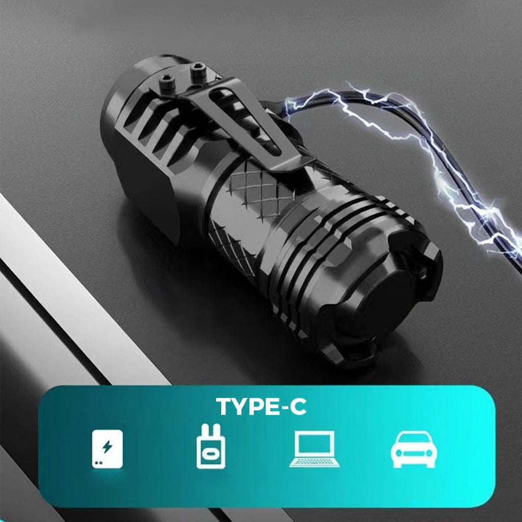 Compact LED Torch - Rechargeable, Waterproof Mini Flashlight