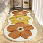Soft Floral Irregular Floor Mat for Bedroom Area Rug