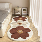 Soft Floral Irregular Floor Mat for Bedroom Area Rug