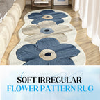 Soft Floral Irregular Floor Mat for Bedroom Area Rug