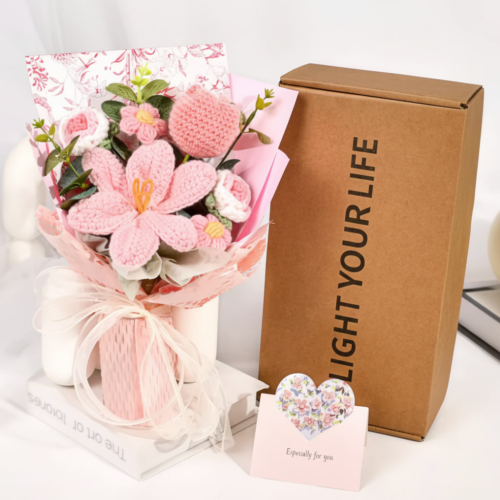 Knitted Tulip Bouquet for Home Decoration