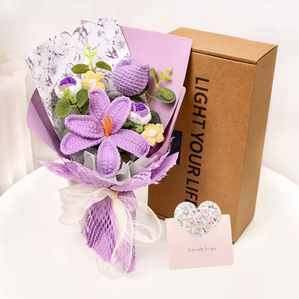 Knitted Tulip Bouquet for Home Decoration
