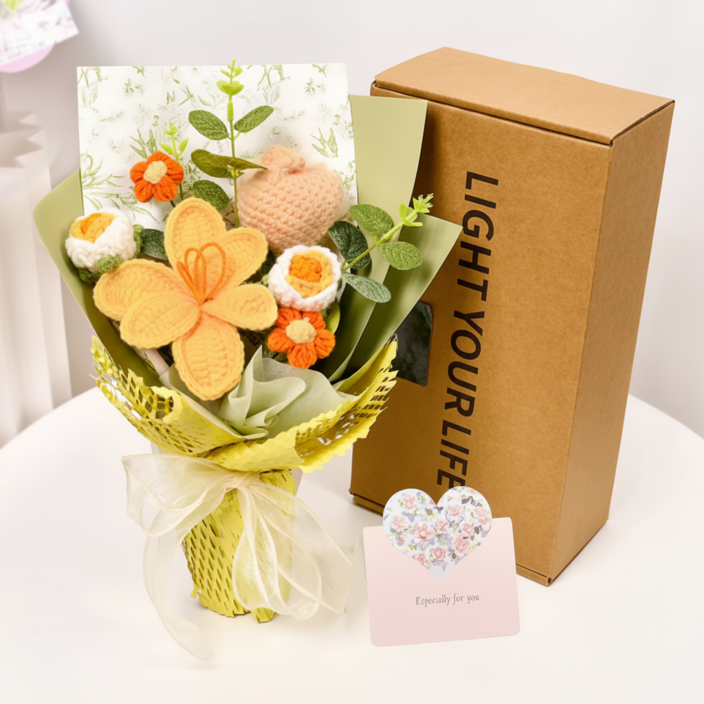 Knitted Tulip Bouquet for Home Decoration