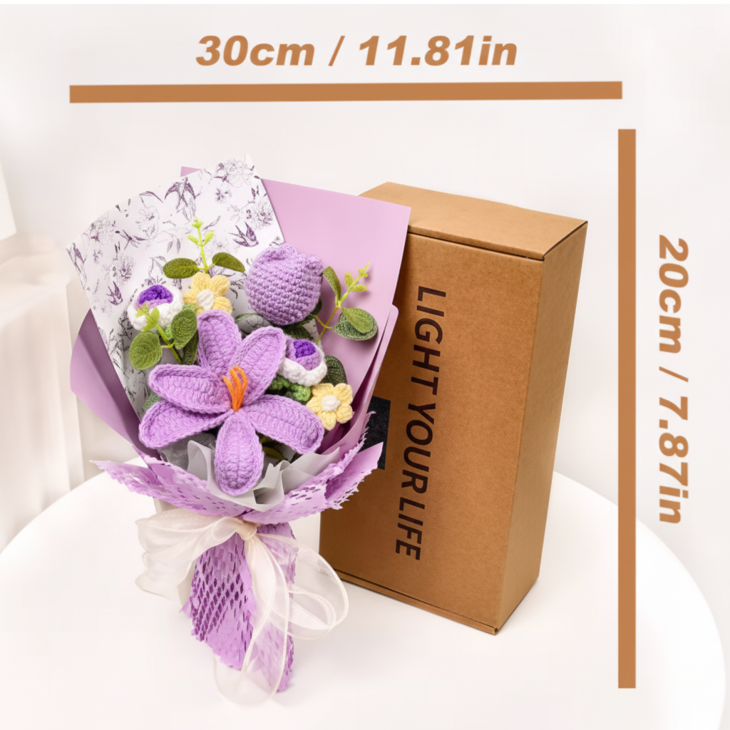 Knitted Tulip Bouquet for Home Decoration
