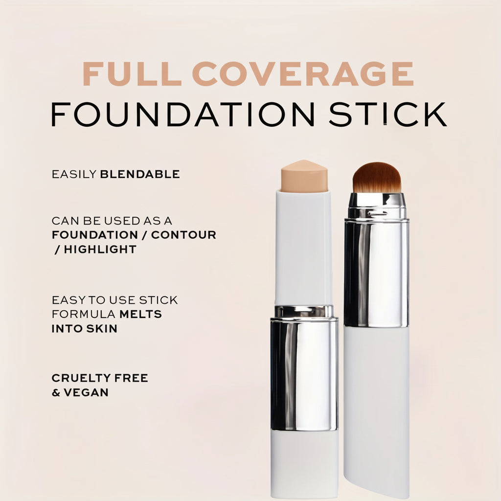 Hydrating Cream Makeup Stick with Color Changing Formula and Soft Brush