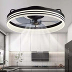 LED Ring Ceiling Light Fan with Three Blades, Round Design