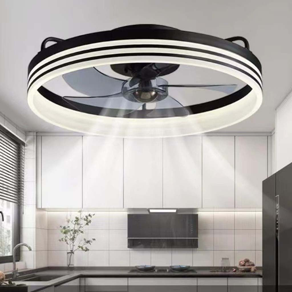 LED Ring Ceiling Light Fan with Three Blades, Round Design