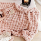 Cozy Plush Faux Fur Throw Blanket for Sofa and Bed