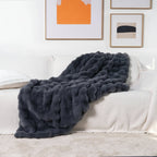 Cozy Plush Faux Fur Throw Blanket for Sofa and Bed