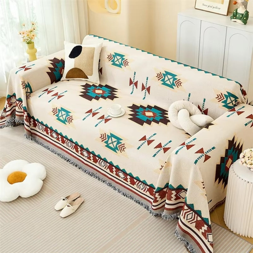 Bohemian Style Sofa Cover - Cotton and Microfiber Blend
