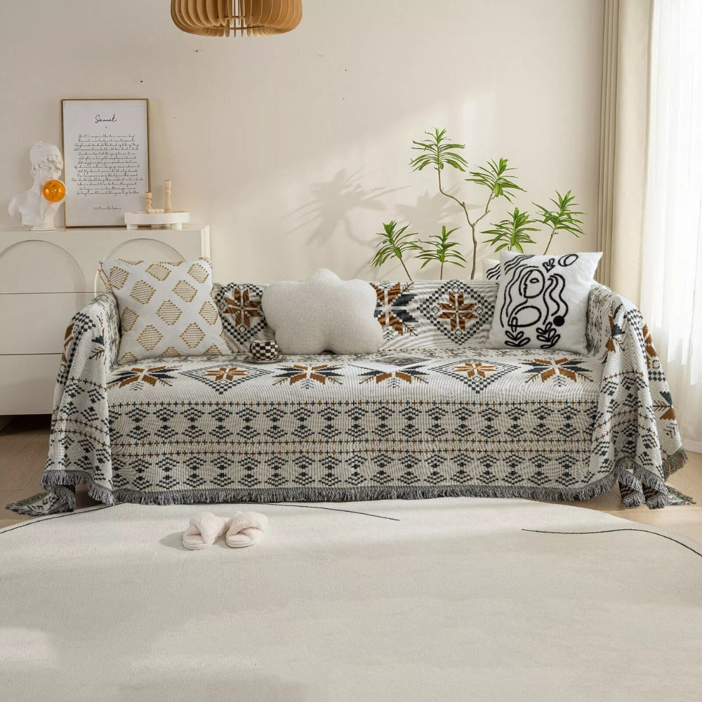 Bohemian Style Sofa Cover - Cotton and Microfiber Blend
