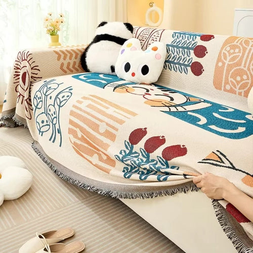 Bohemian Style Sofa Cover - Cotton and Microfiber Blend